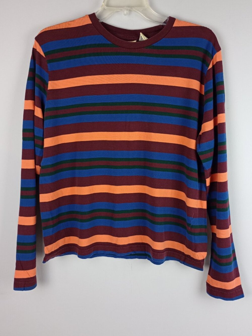 VTG Limited America Womens XL Red Orange Blue Green‎ Striped Long Sleeve Tshirt
